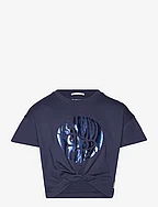 cropped knotted t-shirt - DARK BLUEBERRY