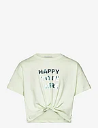 cropped knotted t-shirt - PALE PEPPERMINT