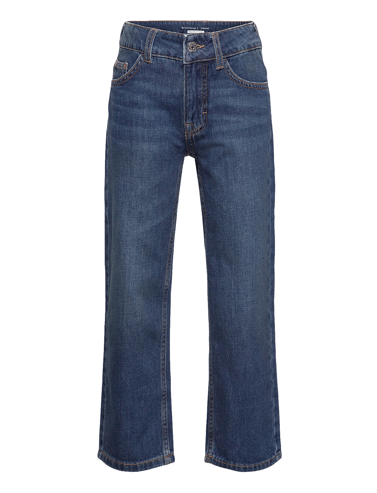 straight denim - USED DARK STONE BLUE DENIM