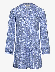 Tom Tailor - allover printed cutline dress - sukienki codzienne z długim rękawem - blue white flower allover - 0