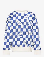 oversize artwork sweatshirt - BLUE WHITE SHARK CHECKERBOARD
