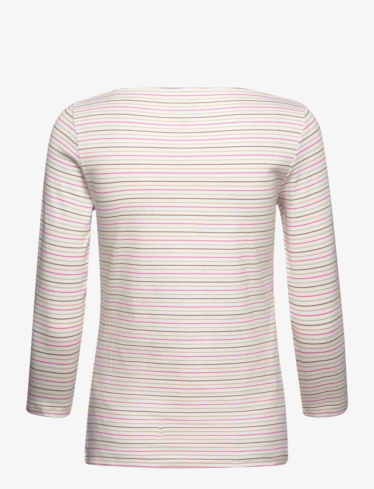 Tom Tailor - T-shirt boat neck stripe - laveste priser - pink green multicolor stripe - 1