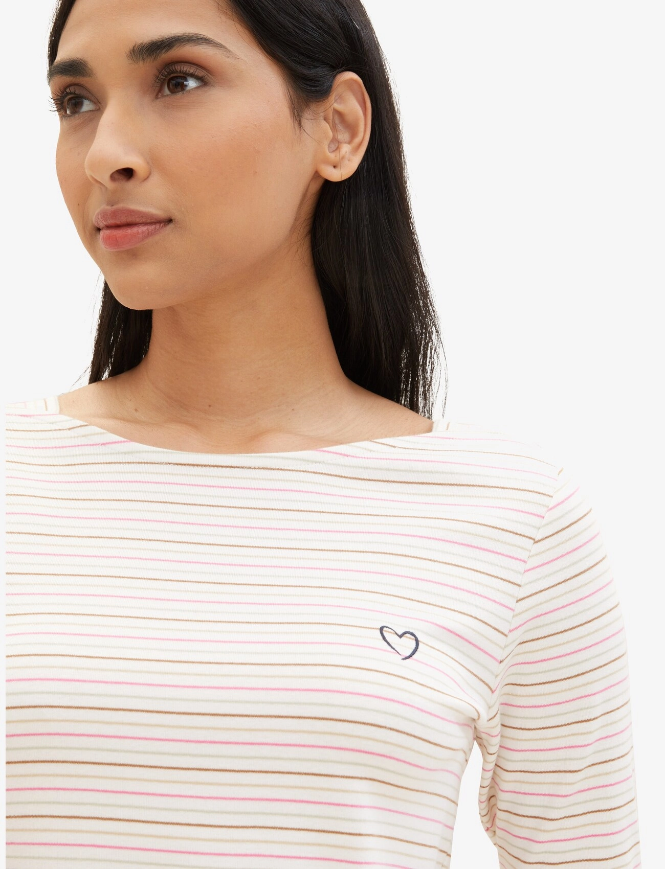 Tom Tailor - T-shirt boat neck stripe - pink green multicolor stripe - 4