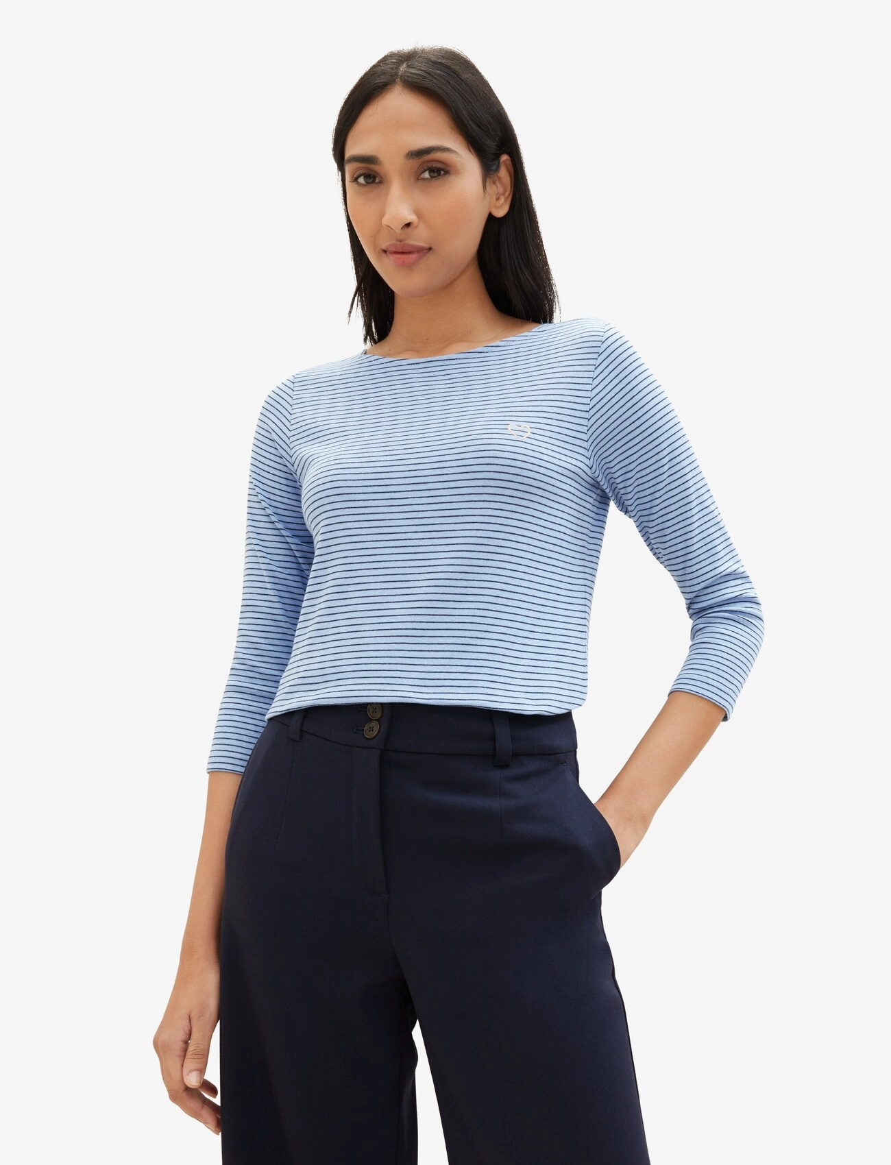 Tom Tailor - T-shirt boat neck stripe - blue navy thin stripe - 2