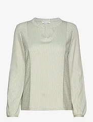 Tom Tailor - T-shirt blouse vertical stripe - palaidinės ilgomis rankovėmis - desert green white thin stripe - 0