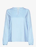 T-shirt blouse vertical stripe - BLUE WHITE THIN STRIPE