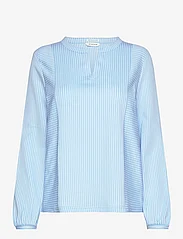 Tom Tailor - T-shirt blouse vertical stripe - long-sleeved blouses - blue white thin stripe - 0