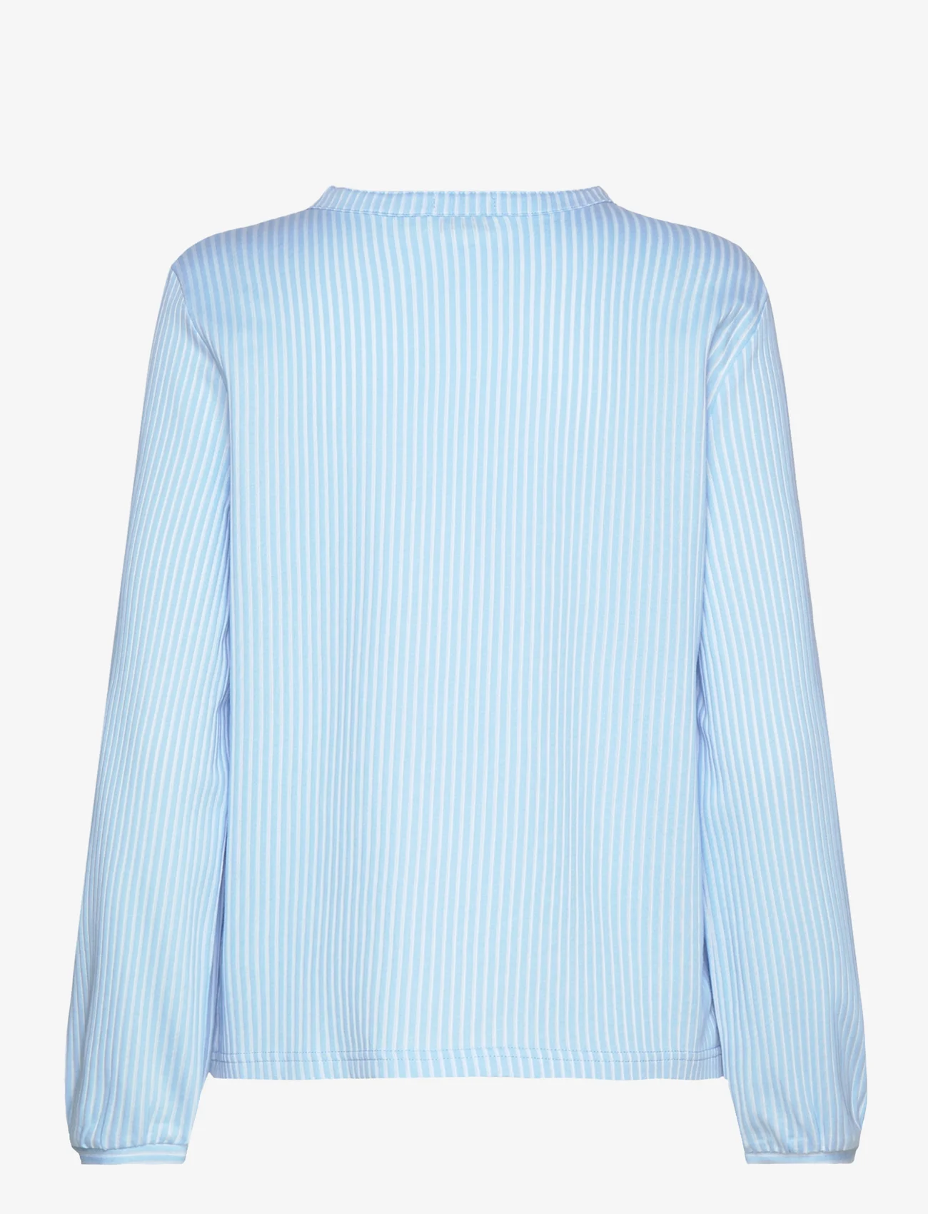 Tom Tailor - T-shirt blouse vertical stripe - long-sleeved blouses - blue white thin stripe - 1