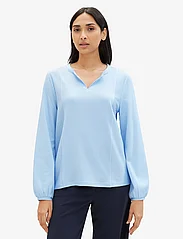 Tom Tailor - T-shirt blouse vertical stripe - langärmlige blusen - blue white thin stripe - 2