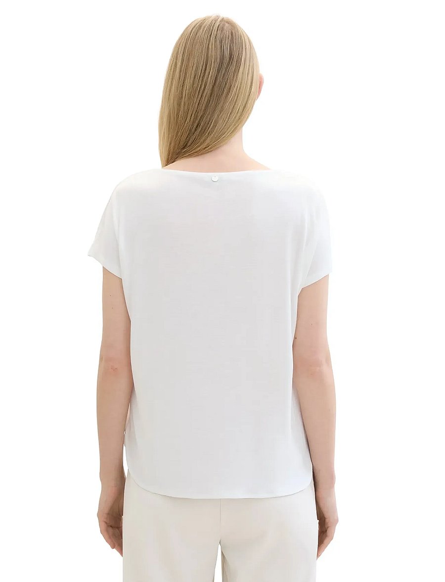 Tom Tailor - T-shirt fabric mix crew neck - t-shirts - whisper white - 3