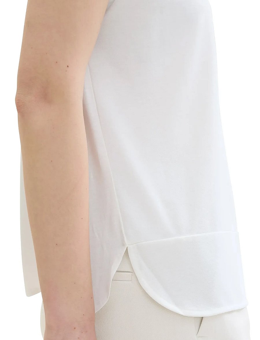 Tom Tailor - T-shirt fabric mix crew neck - t-shirts - whisper white - 4
