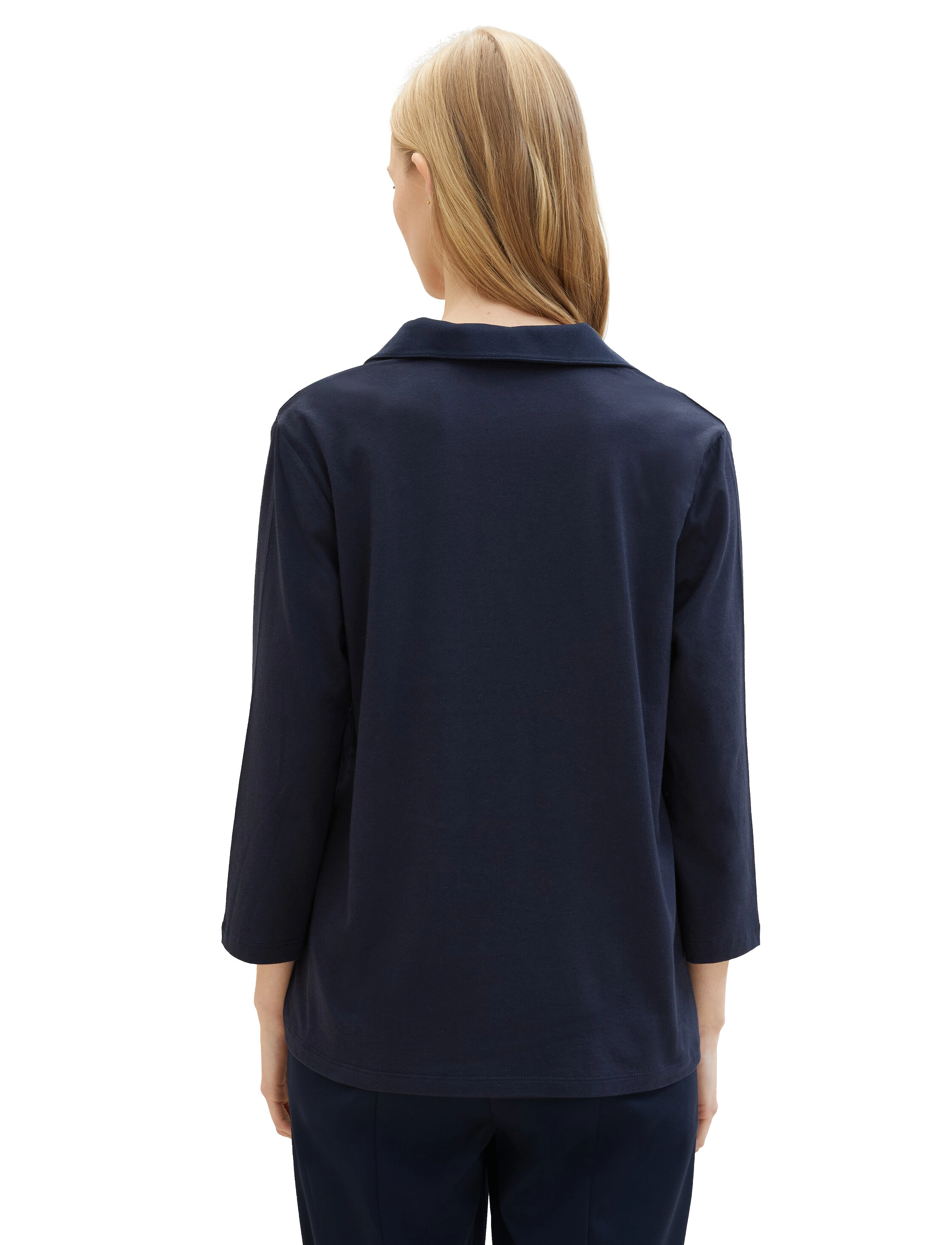 Tom Tailor - T-shirt fabric mix w collar - sky captain blue - 3