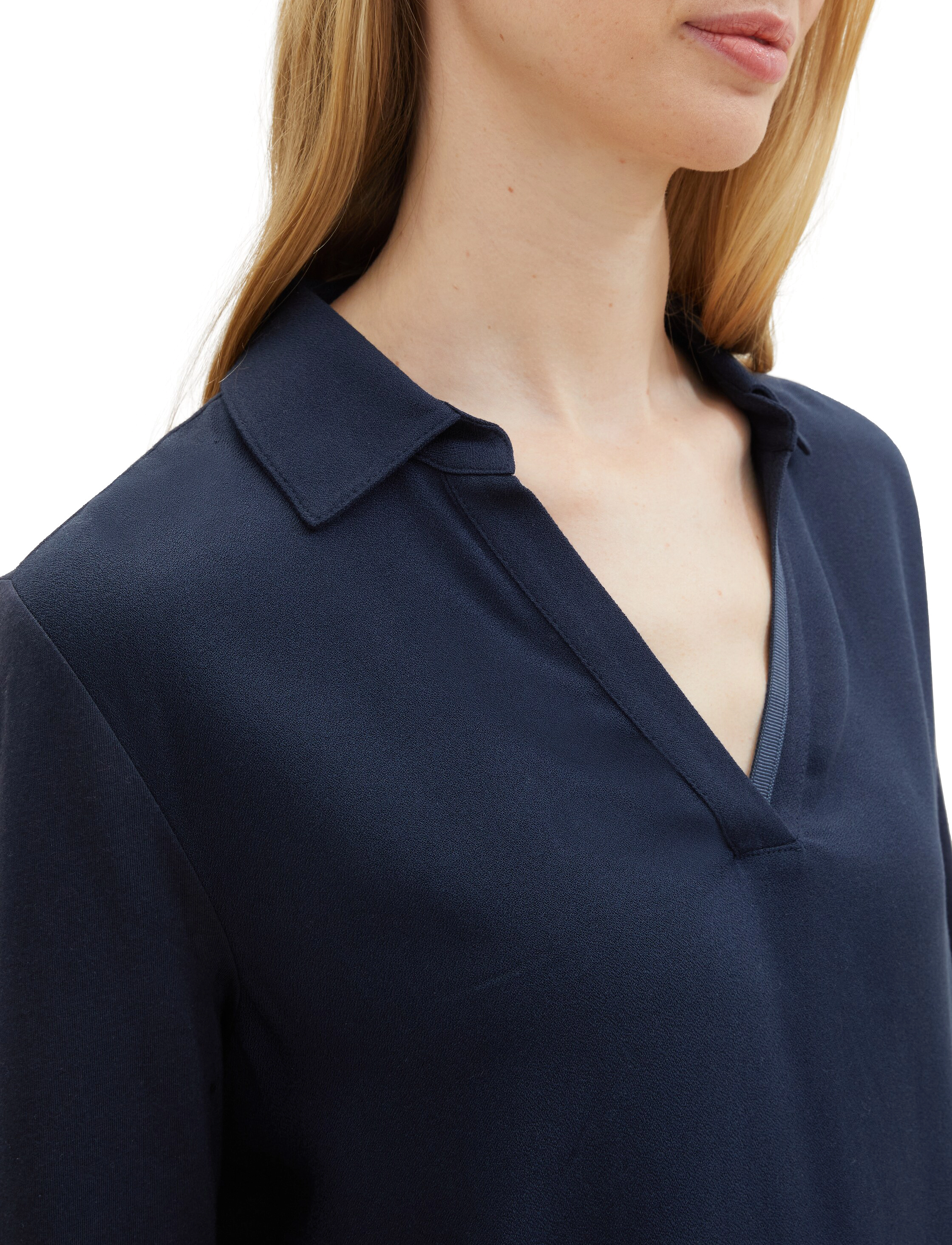 Tom Tailor - T-shirt fabric mix w collar - sky captain blue - 5