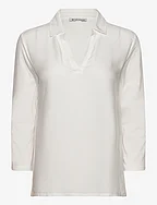 T-shirt fabric mix w collar - WHISPER WHITE