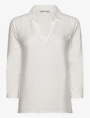 Tom Tailor - T-shirt fabric mix w collar - laveste priser - whisper white - 0