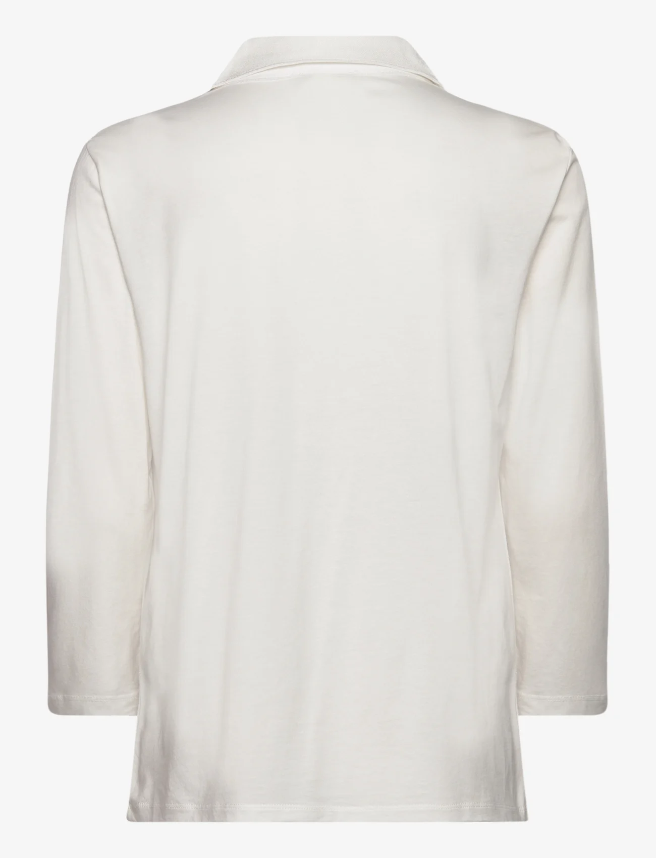 Tom Tailor - T-shirt fabric mix w collar - laveste priser - whisper white - 1