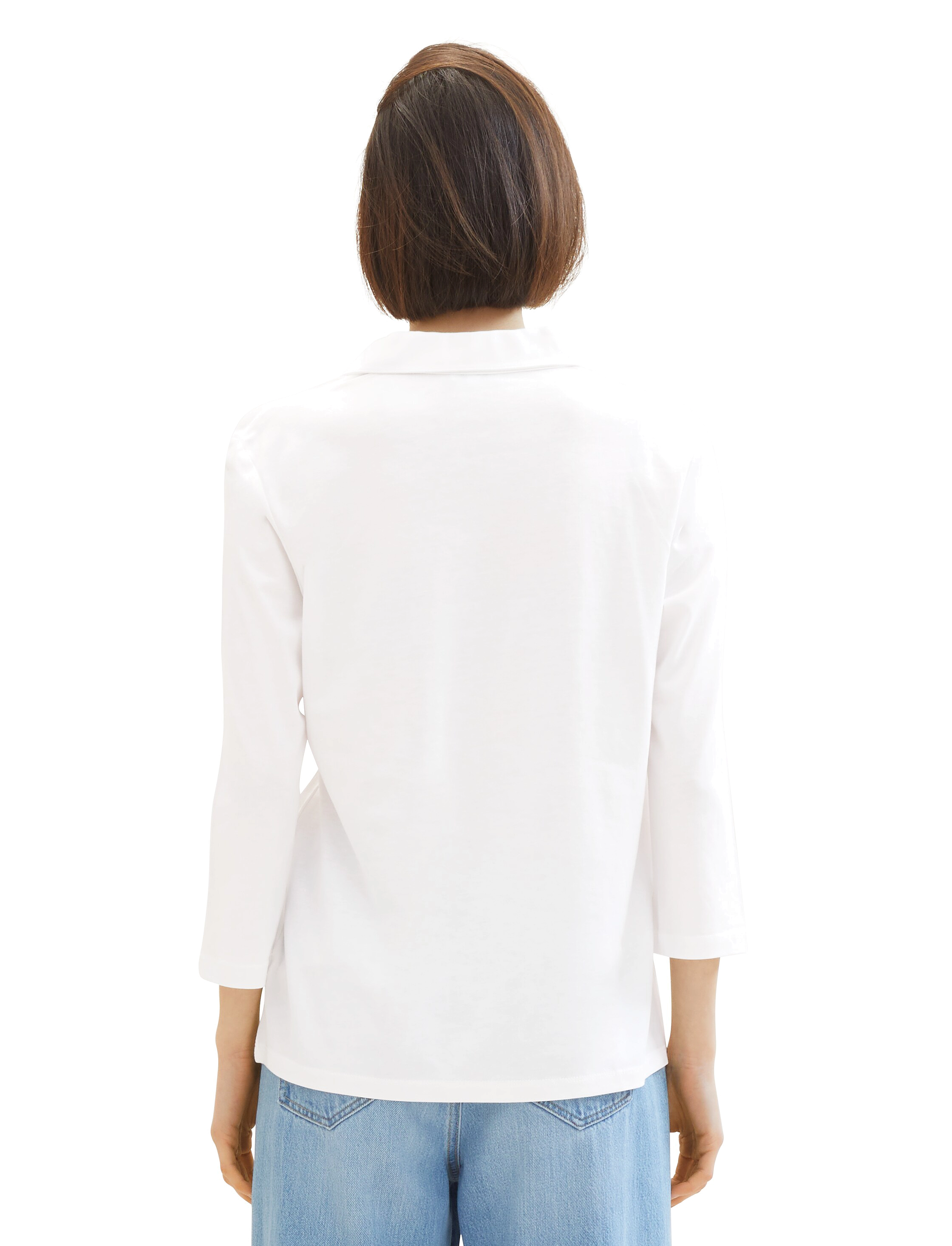 Tom Tailor - T-shirt fabric mix w collar - whisper white - 3