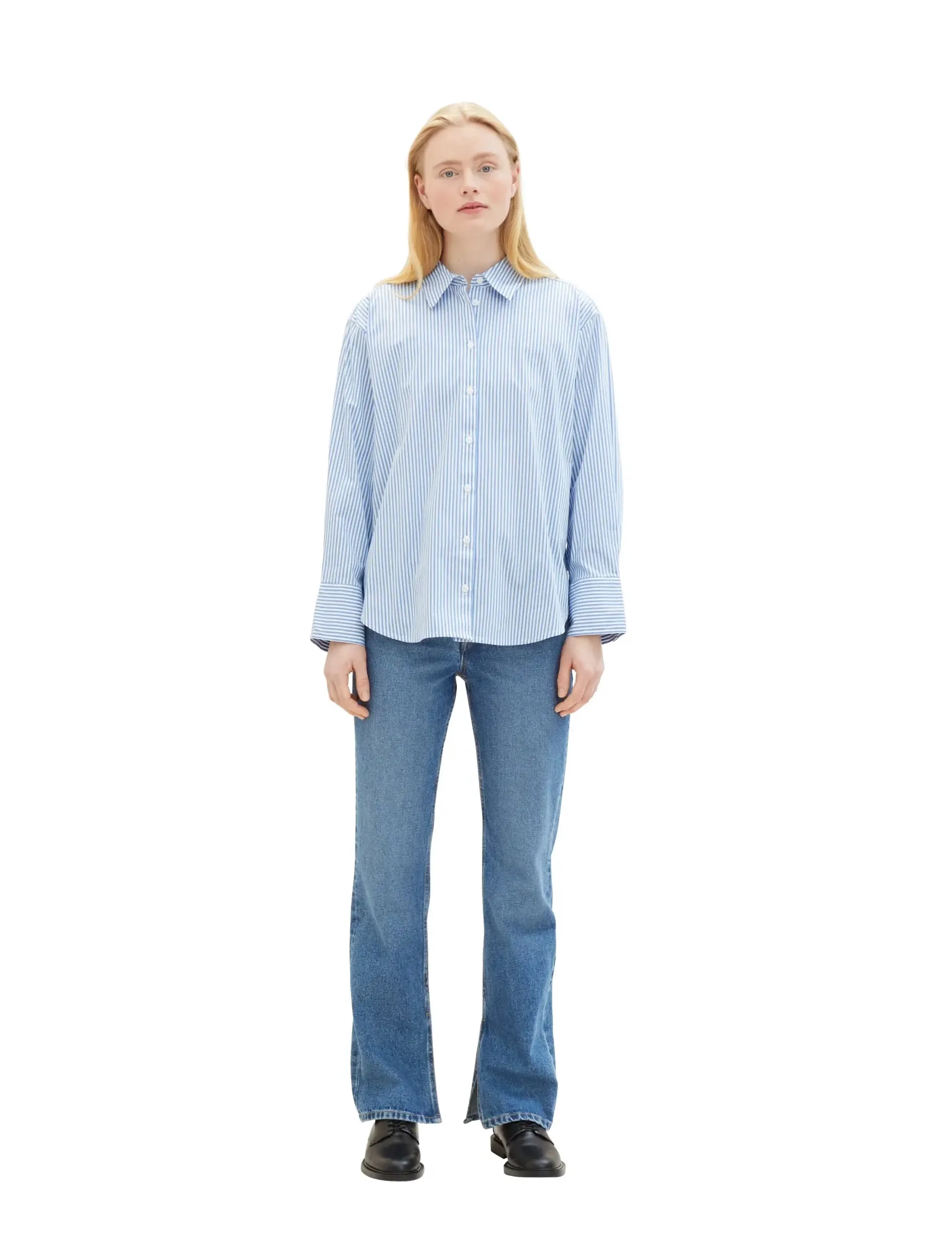 Tom Tailor striped poplin shirt - Skjortor - BLUE WHITE STRRIPE / blue