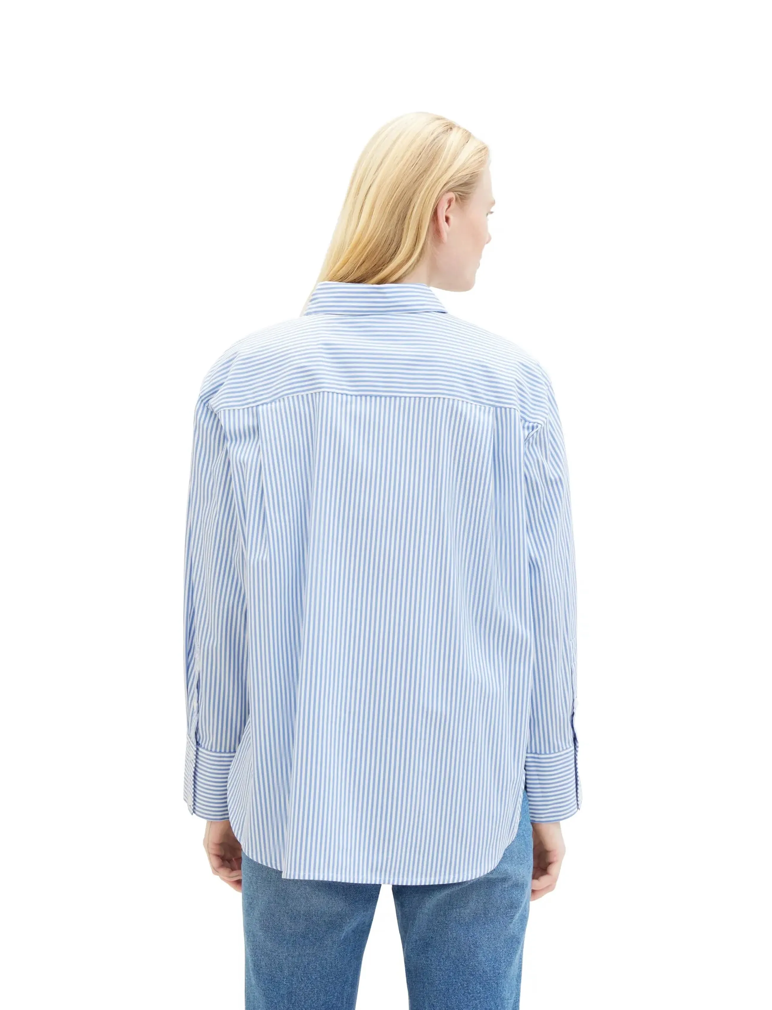 Tom Tailor - striped poplin shirt - blue white strripe - 3