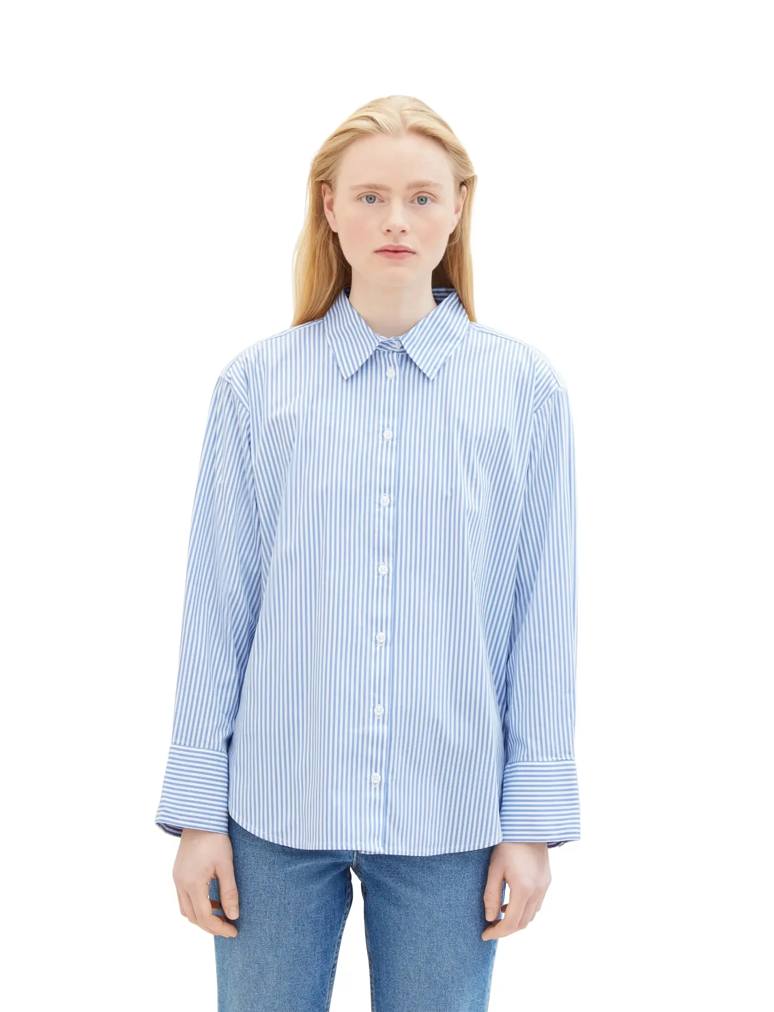 Tom Tailor - striped poplin shirt - blue white strripe - 4