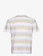 relaxed striped t-shirt - BEIGE WHITE BLUE BIG STRIPE
