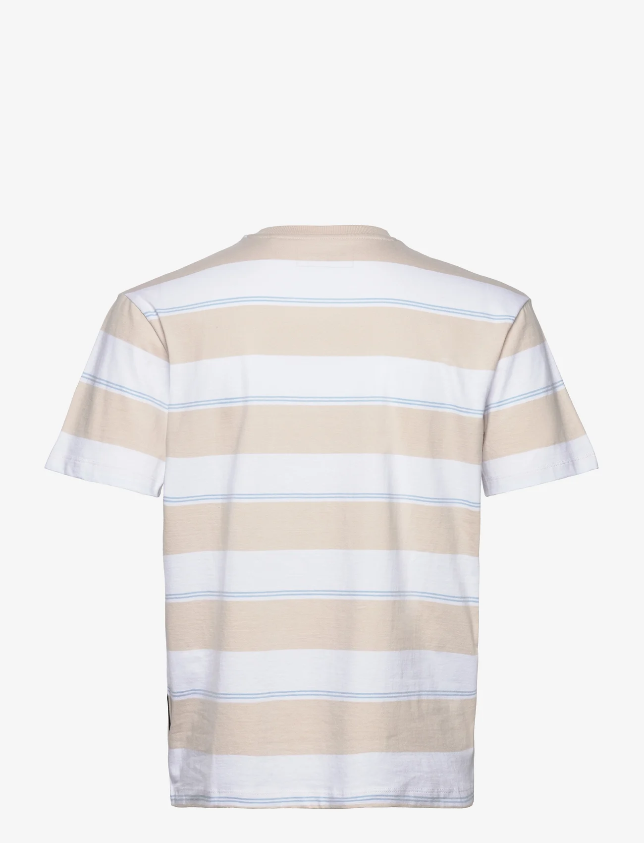Tom Tailor - relaxed striped t-shirt - laveste priser - beige white blue big stripe - 1