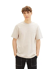 Tom Tailor - relaxed structured t-shirt - de laveste prisene - cold beige - 1