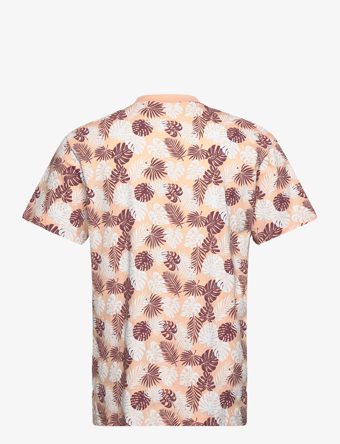 Tom Tailor - relaxed AOP t-shirt - laveste priser - peach multicolor leaves print - 1