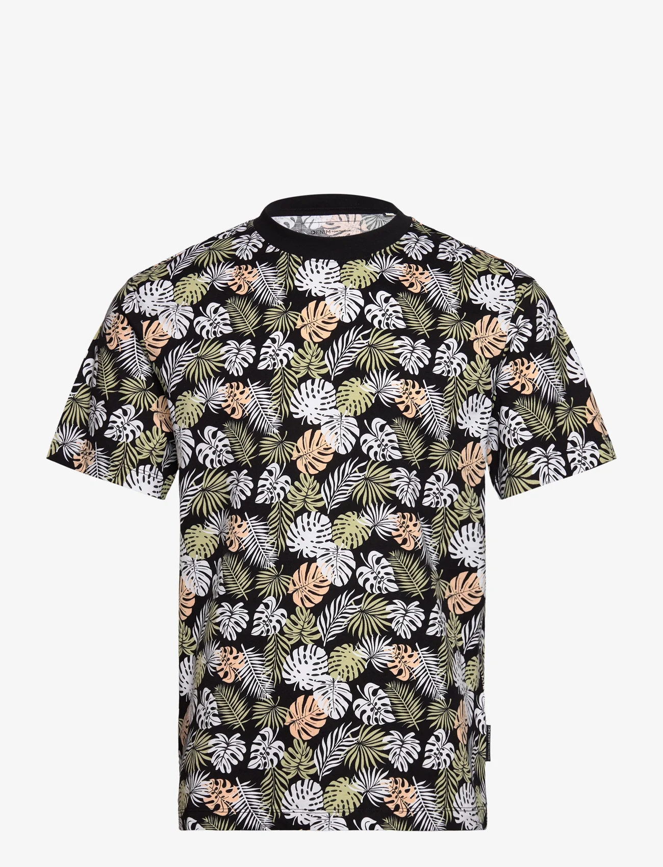 Tom Tailor - relaxed AOP t-shirt - de laveste prisene - black multicolor leaves print - 0