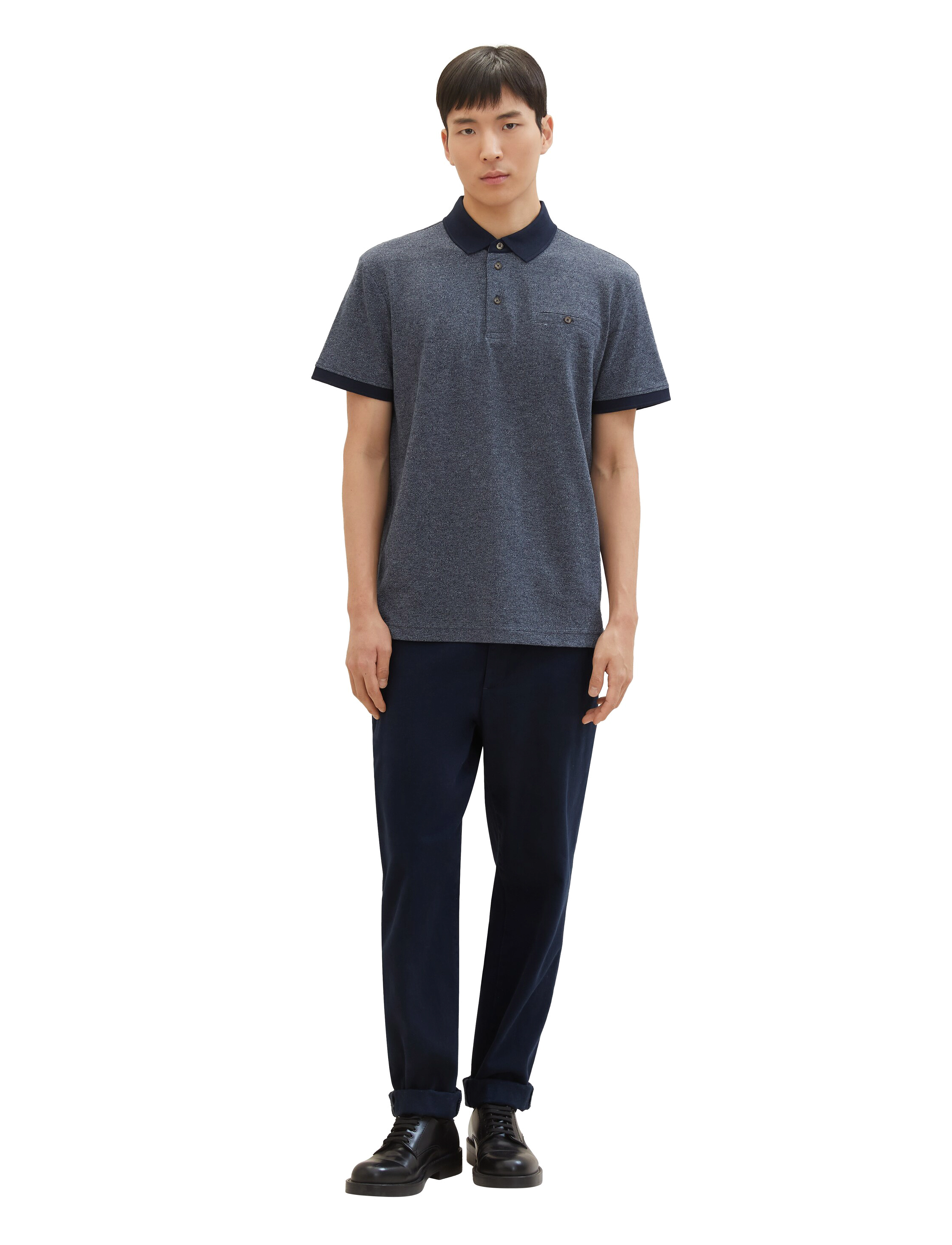 Tom Tailor - grindle polo - navy grindle structure - 2
