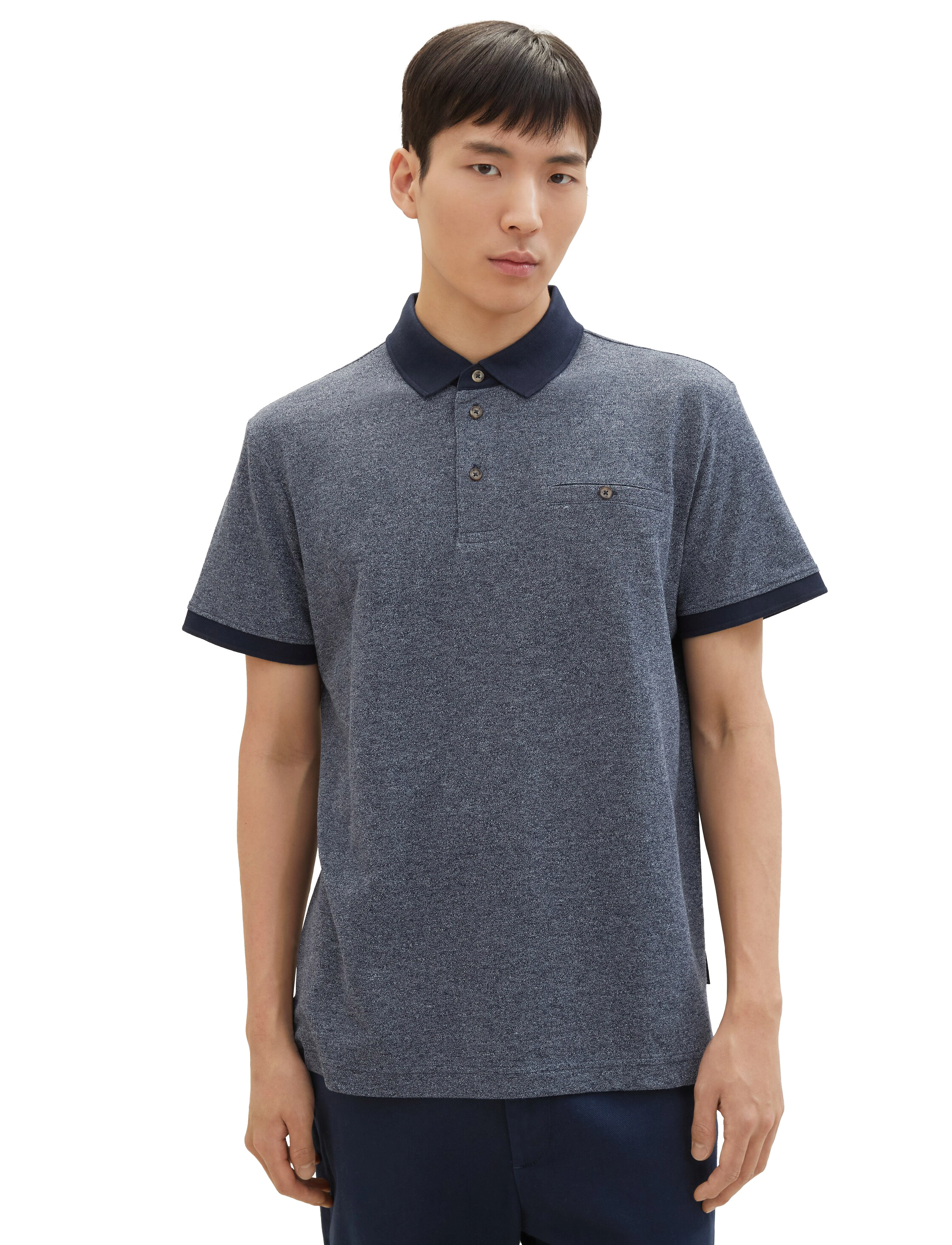 Tom Tailor - grindle polo - navy grindle structure - 4