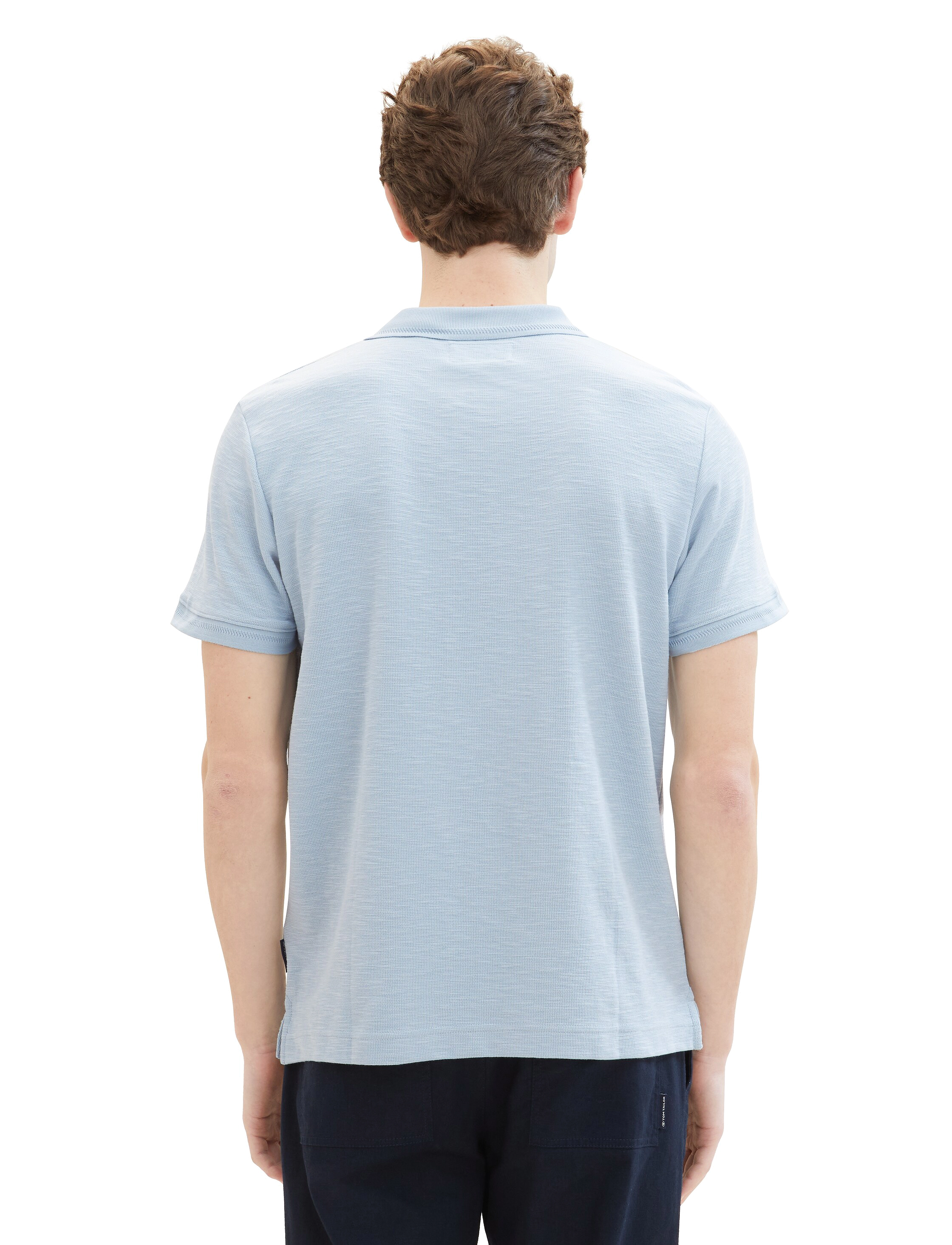 Tom Tailor - structured resort collar polo - foggy blue - 3