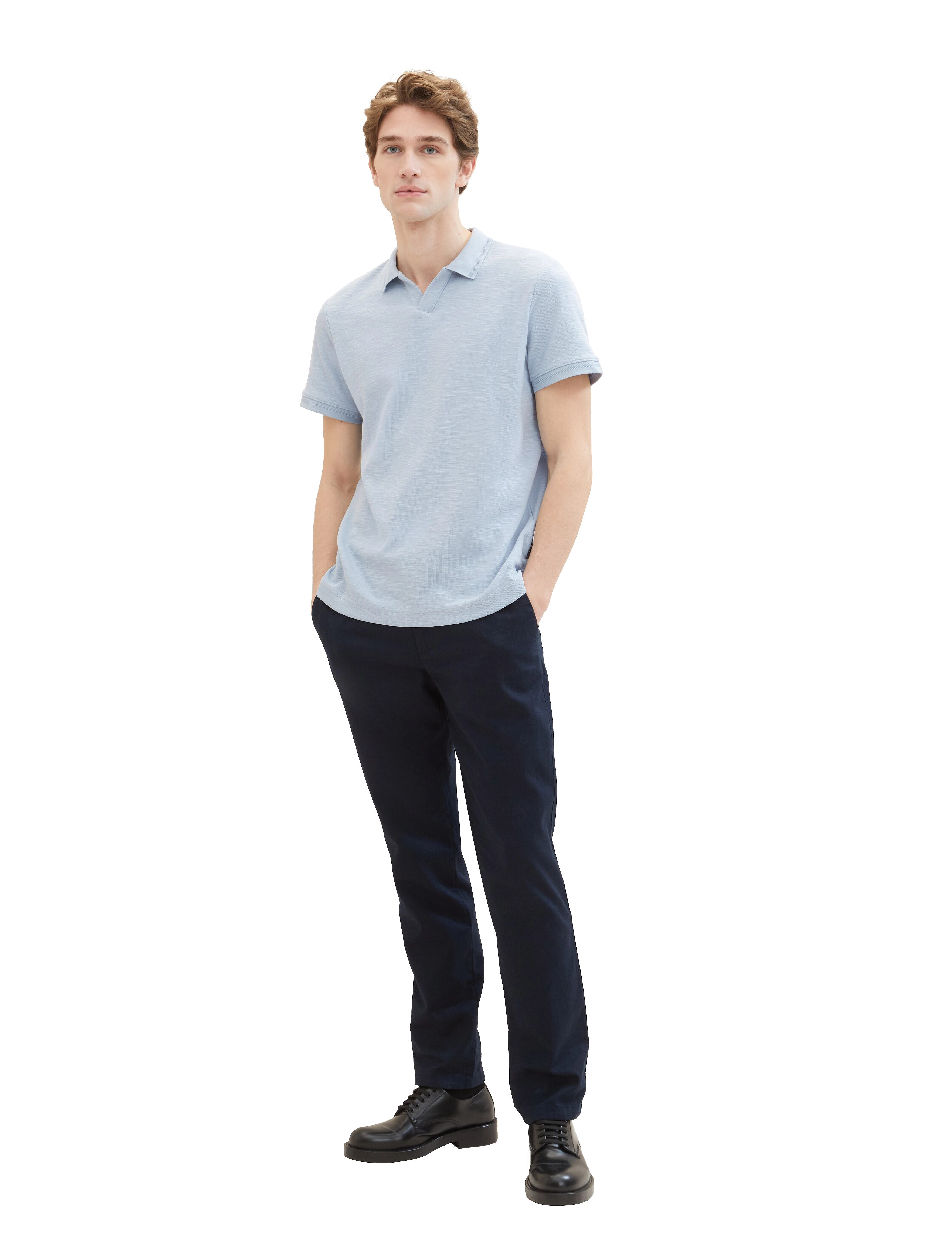 Tom Tailor - structured resort collar polo - foggy blue - 4
