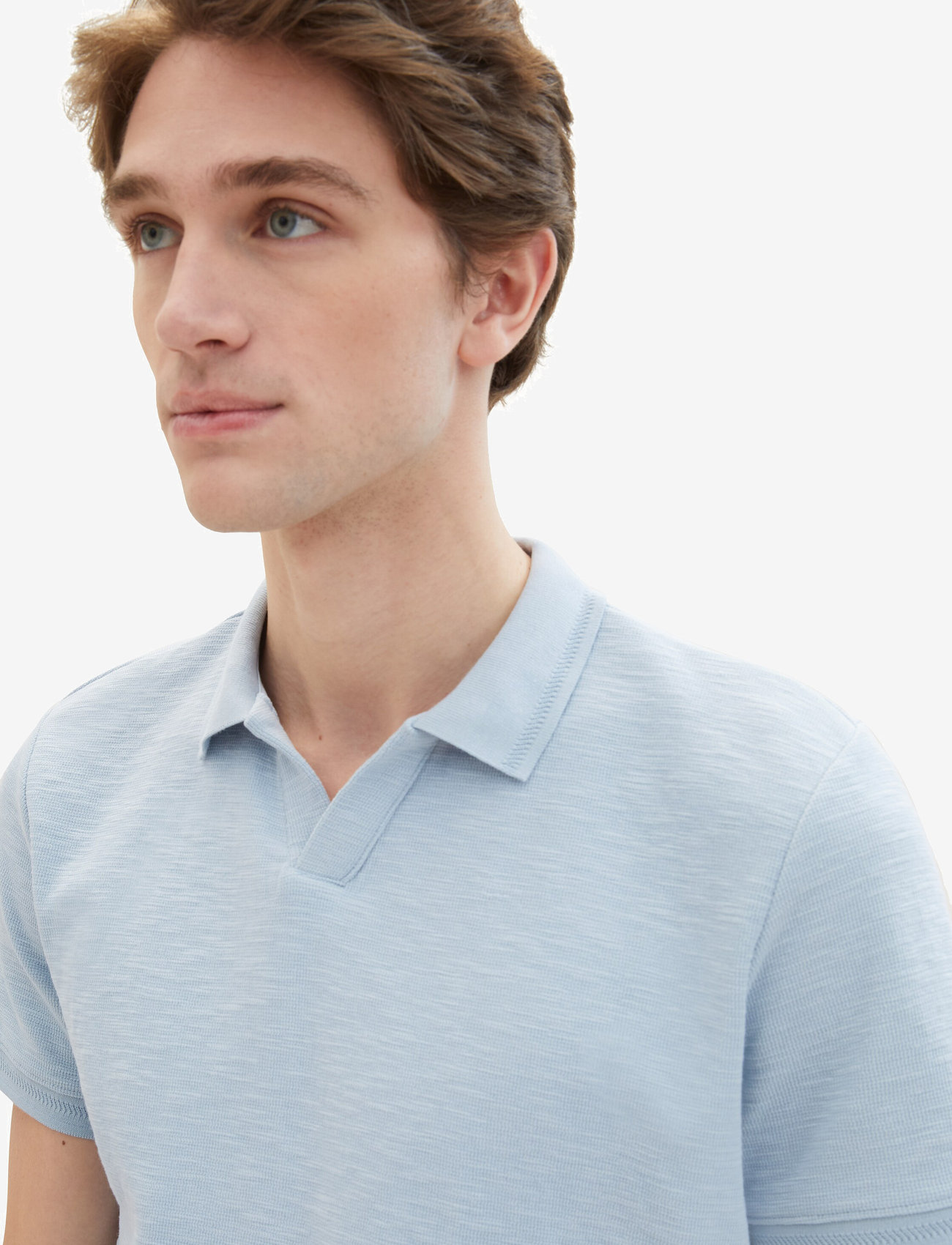 Tom Tailor - structured resort collar polo - foggy blue - 5