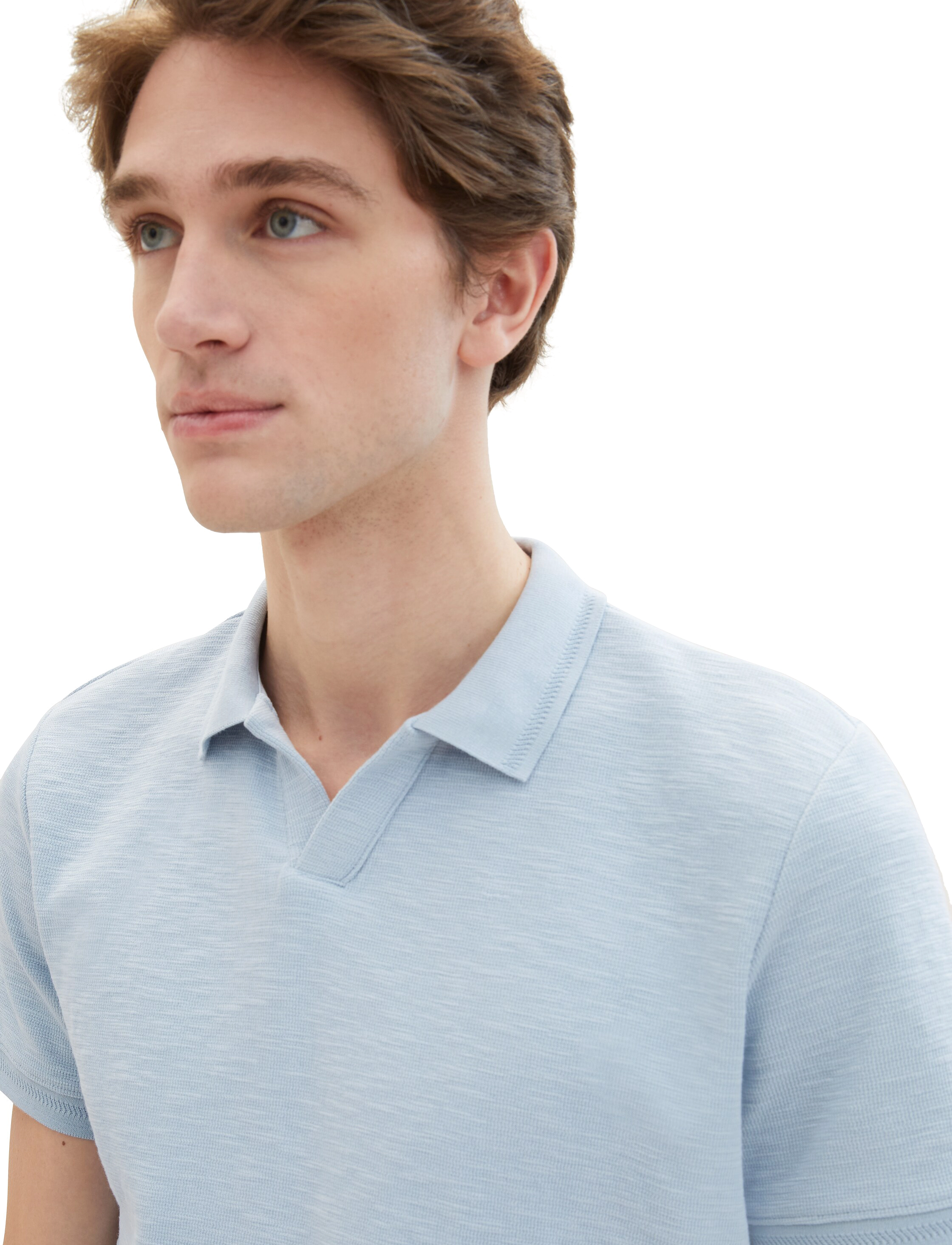 Tom Tailor - structured resort collar polo - foggy blue - 5