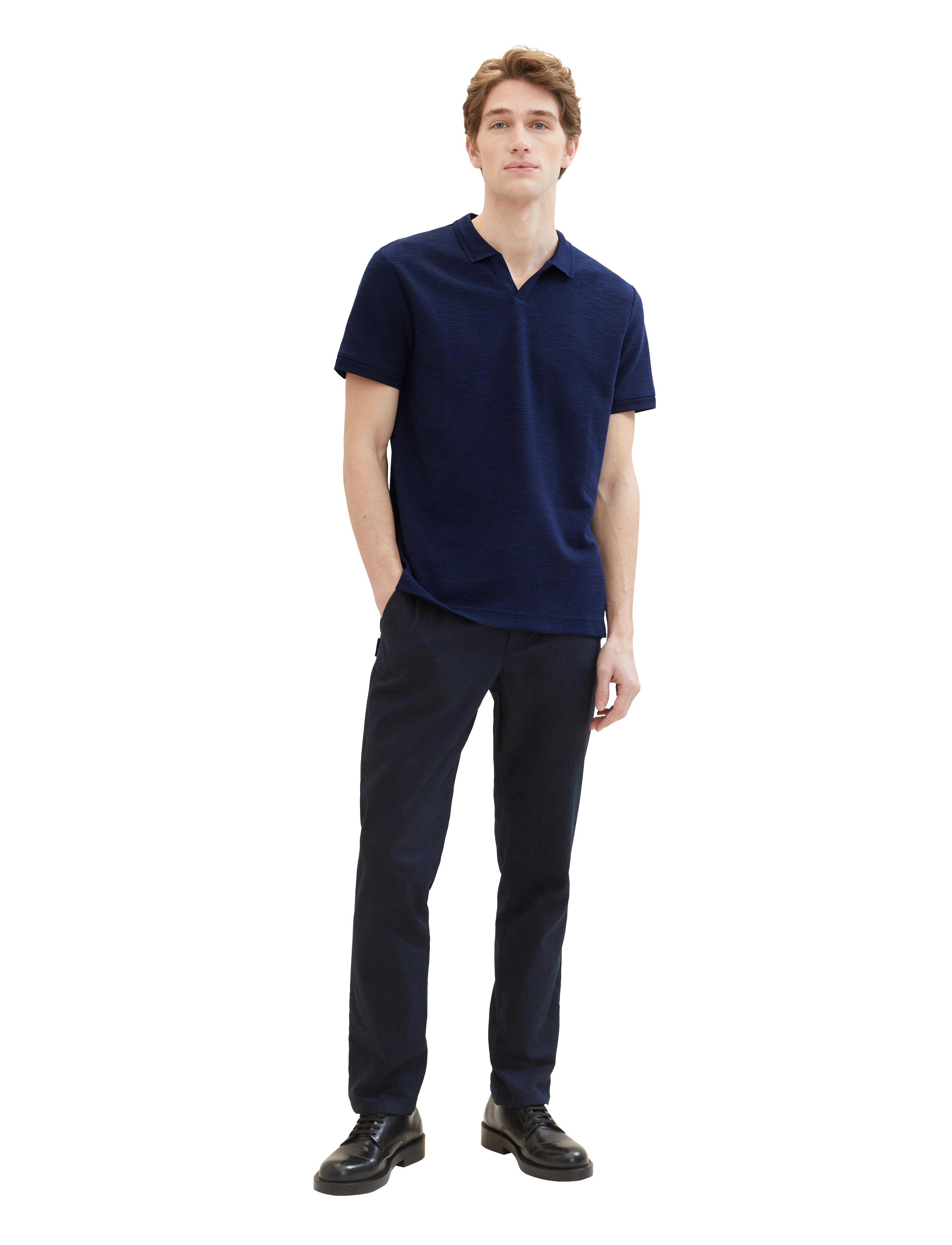 Tom Tailor - structured resort collar polo - sky captain blue - 4