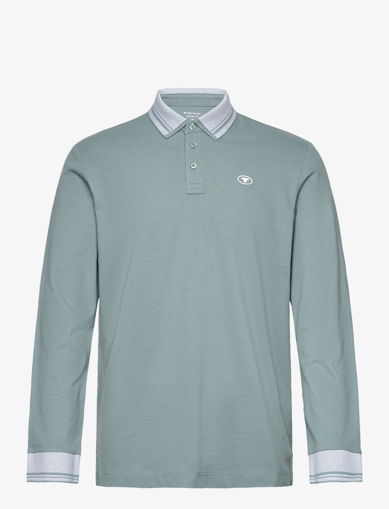 Tom Tailor - polo with detailed collar - pitkähihaiset - grey mint - 0