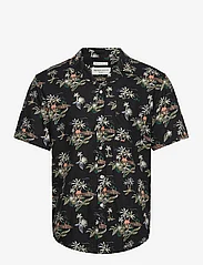 Tom Tailor - relaxed viscose linen shirt - leinenhemden - black tropical print - 0