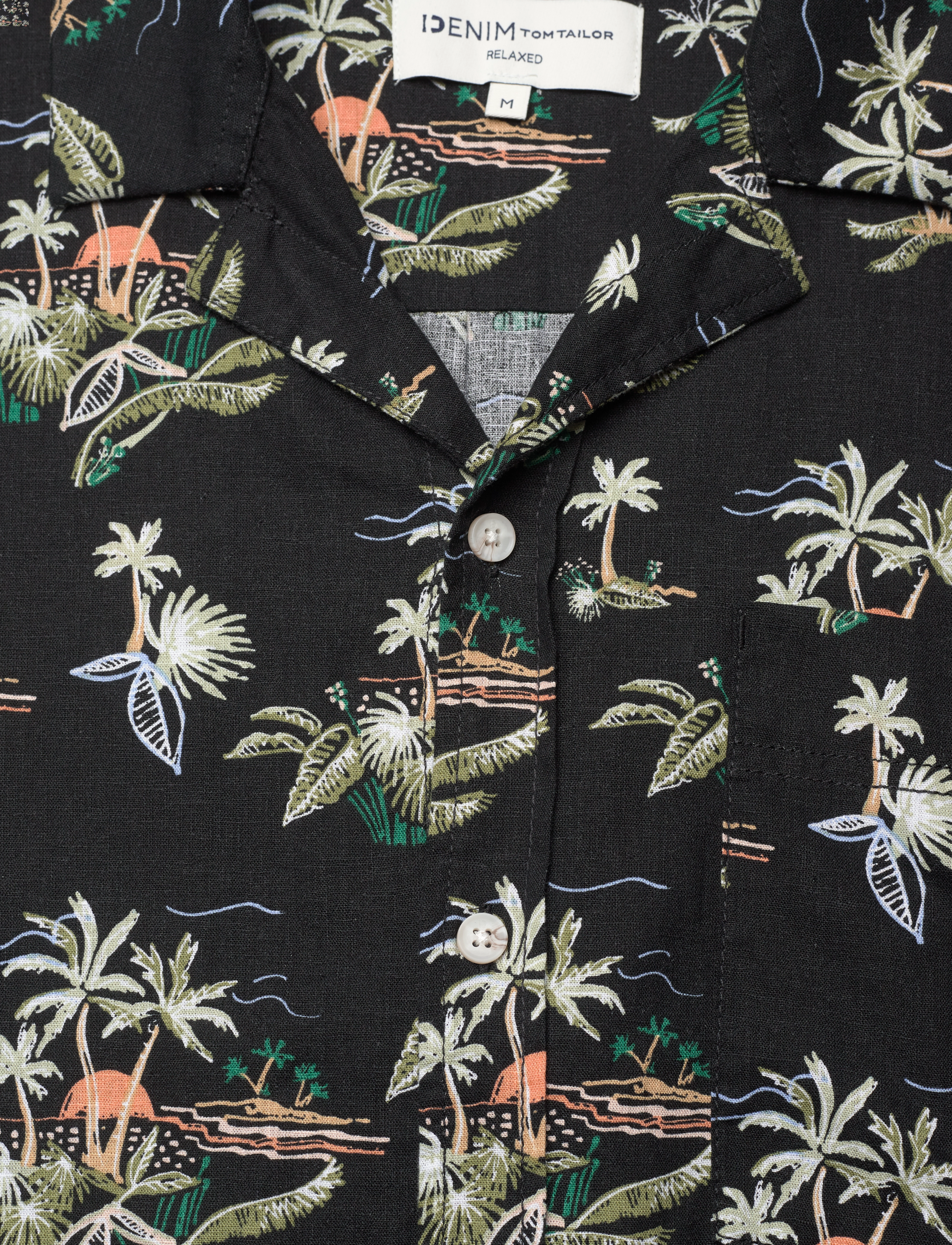 Tom Tailor - relaxed viscose linen shirt - black tropical print - 2