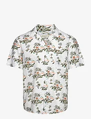 Tom Tailor - relaxed viscose linen shirt - linneskjortor - white tropical print - 0