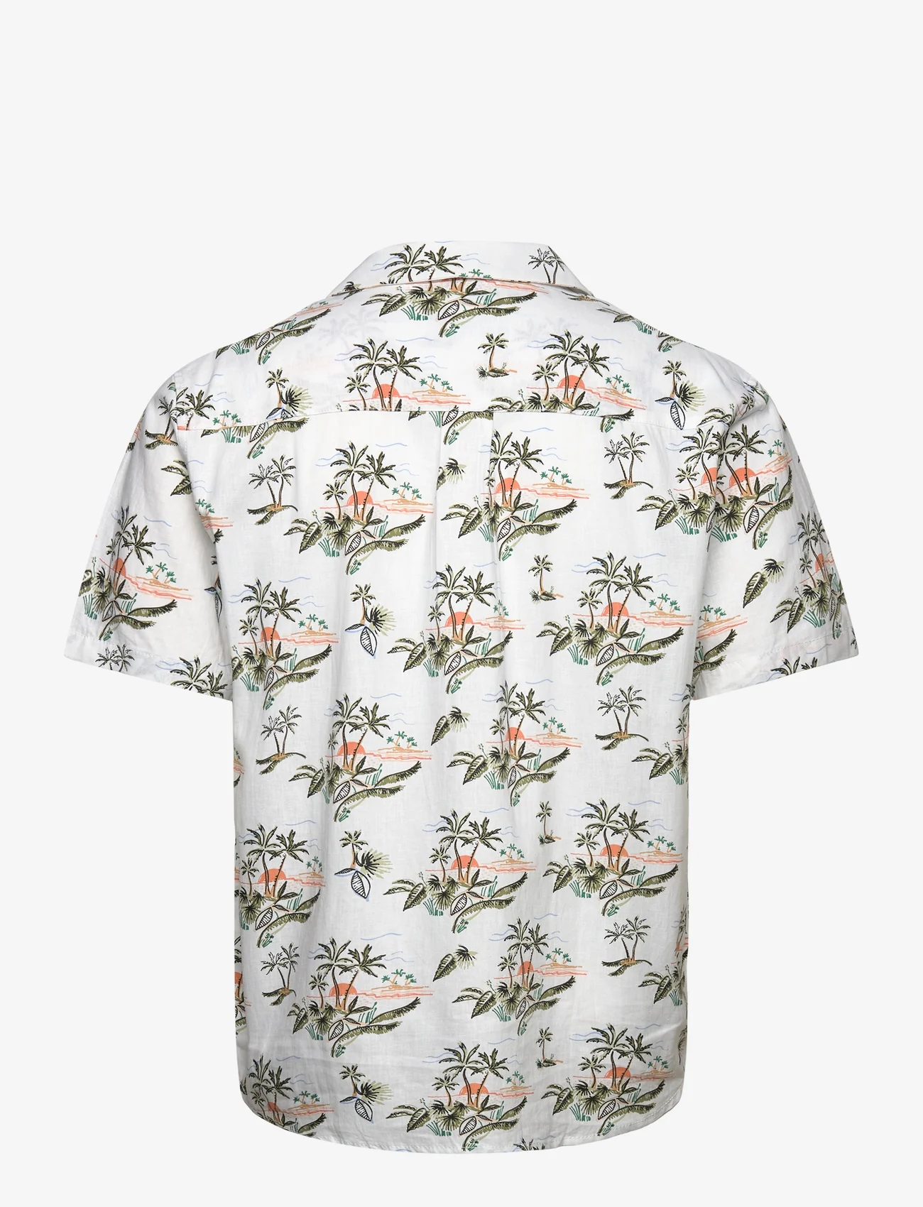 Tom Tailor - relaxed viscose linen shirt - koszule lniane - white tropical print - 1