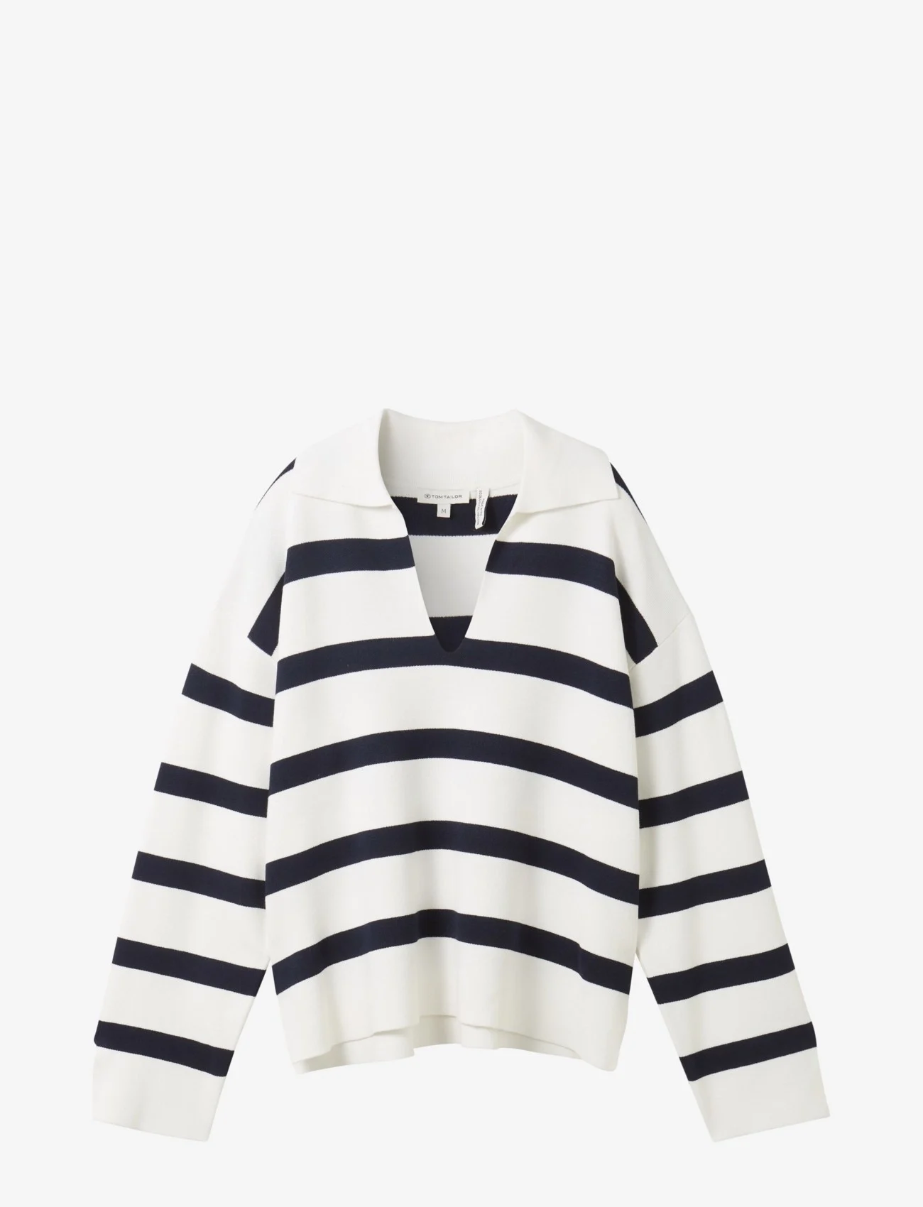 Tom Tailor - knit pullover striped - neulepuserot - offwhite navy stripe knit - 0