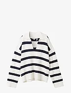 knit pullover striped - OFFWHITE NAVY STRIPE KNIT
