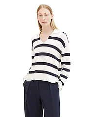Tom Tailor - knit pullover striped - tröjor - offwhite navy stripe knit - 3