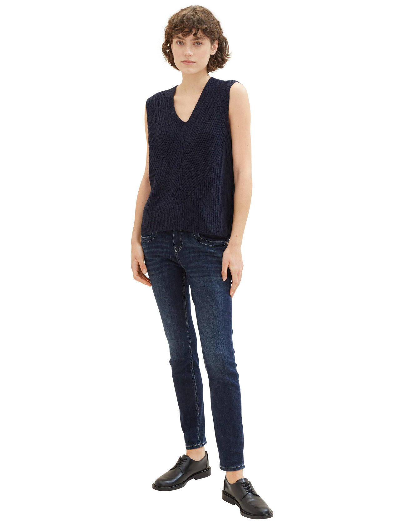 TOM TAILOR Dames jeans 206220222 Plusize Slim Fit, 10120 - Used Dark Stone Blue Denim, 54 Grote maten