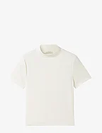 cropped mock neck rib t-shirt - WOOL WHITE
