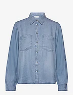 blouse denim look - CLEAN MID STONE BLUE DENIM