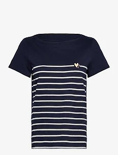 T-shirt boat neck stripe, Tom Tailor