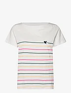 T-shirt boat neck stripe - WHISPER WHITE