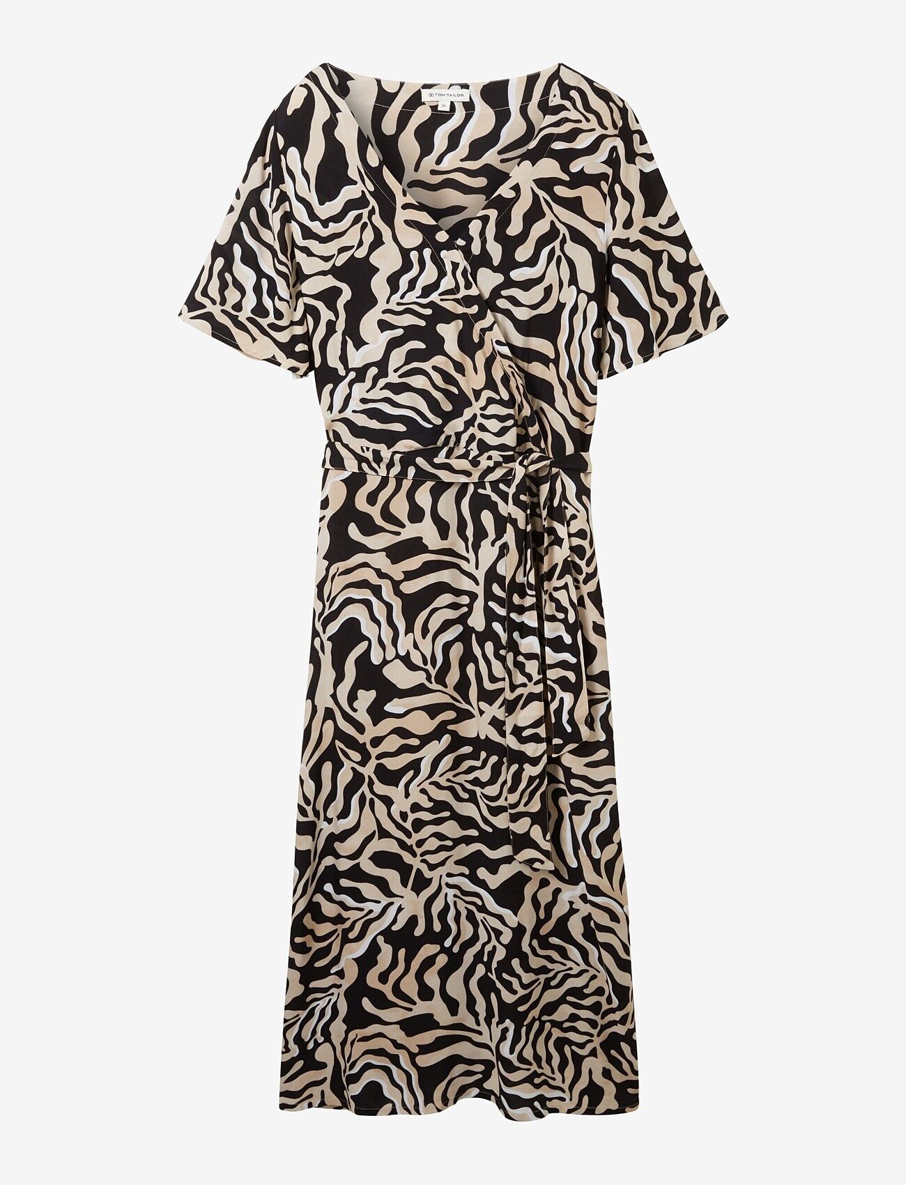 Tom Tailor - printed wrap dress - omlottklänningar - black cut palmtree design - 1